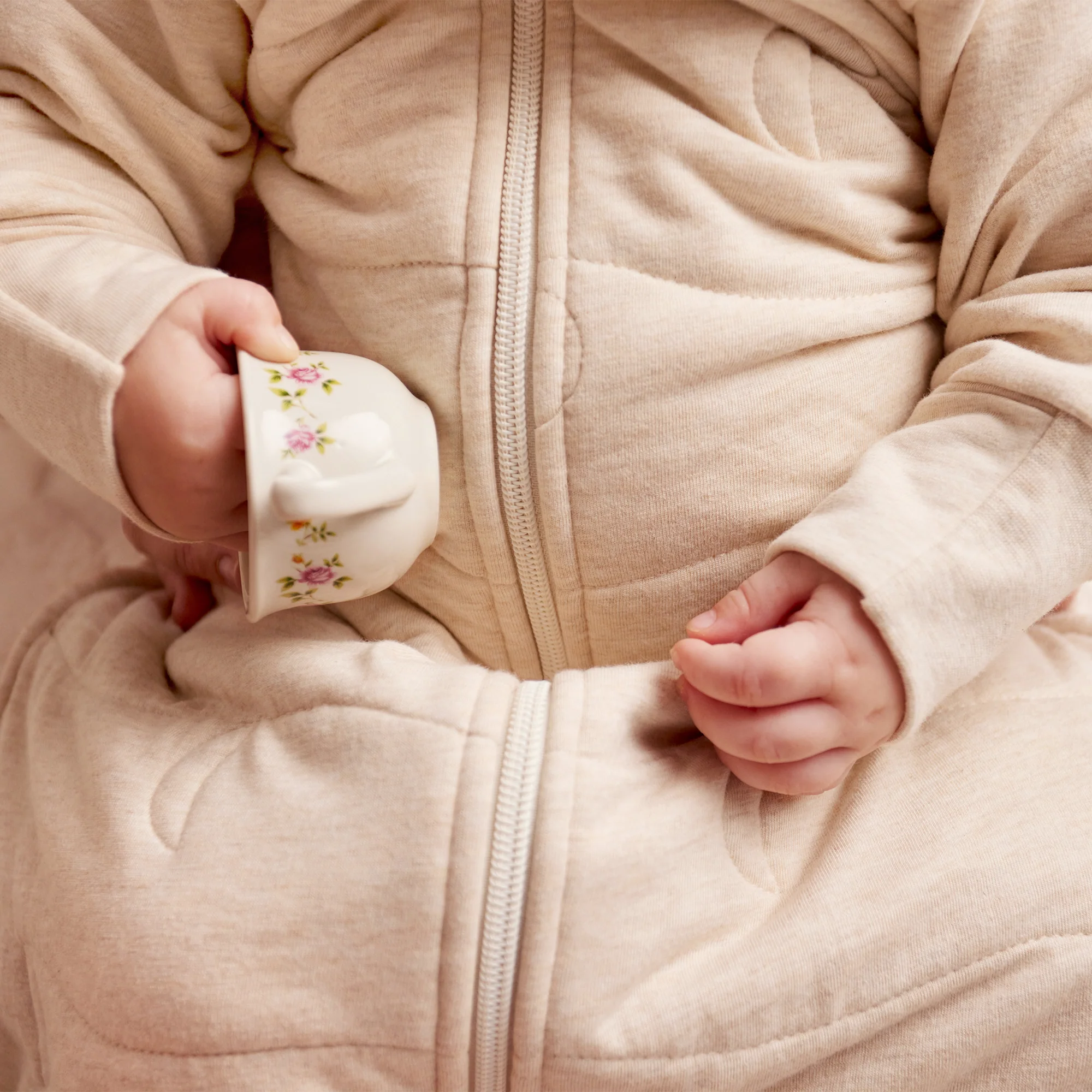 Sleep Bag Long Sleeve 3.5 TOG Cotton Oatmeal Moon Quilting - Image 8