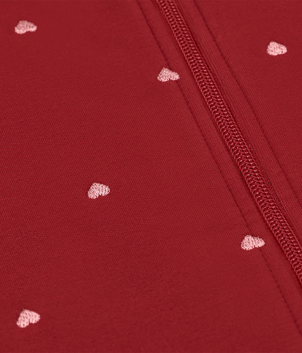 Sleep Bag Sleeveless 1.5 TOG Cotton Maroon Hearts Embroidery - Image 4
